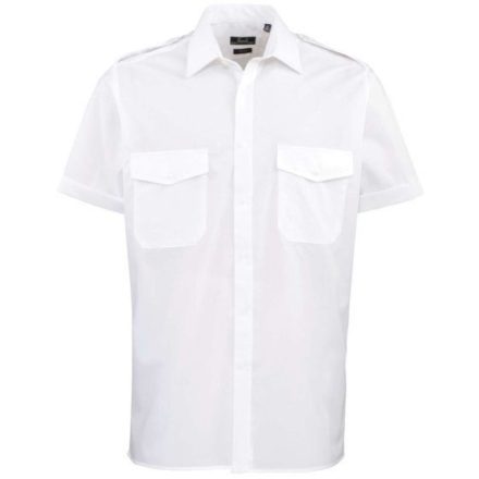 utt_pr212wh-l Premier PR212 MEN’S SHORT SLEEVE PILOT SHIRT L