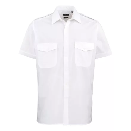 utt_pr212wh-l Premier PR212 MEN’S SHORT SLEEVE PILOT SHIRT L