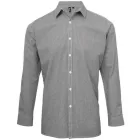 utt_pr220bl-wh-xs Premier PR220 MEN'S LONG SLEEVE GINGHAM COTTON MICROCHECK SHIRT XS