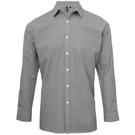 utt_pr220bl-wh-xs Premier PR220 MEN'S LONG SLEEVE GINGHAM COTTON MICROCHECK SHIRT XS