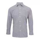 utt_pr220nv-wh-2xl Premier PR220 MEN'S LONG SLEEVE GINGHAM COTTON MICROCHECK SHIRT 2XL