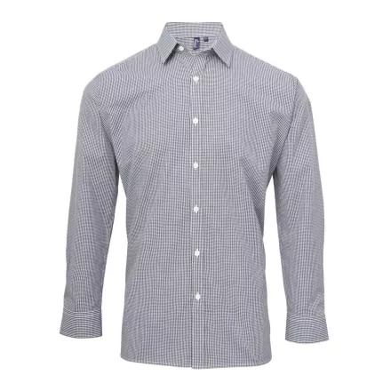 utt_pr220nv-wh-2xl Premier PR220 MEN'S LONG SLEEVE GINGHAM COTTON MICROCHECK SHIRT 2XL