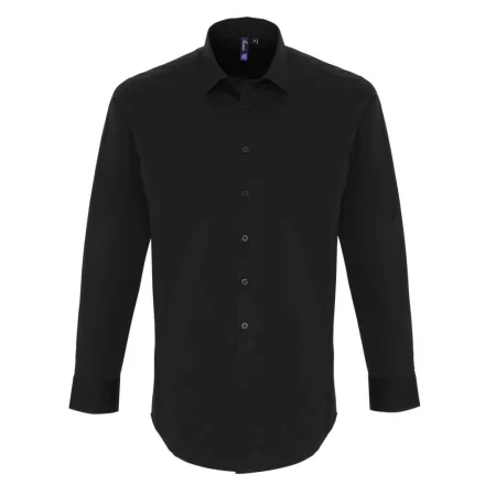 utt_pr244bl-m Premier PR244 MEN'S STRETCH-FIT COTTON POPLIN LONG SLEEVE SHIRT M