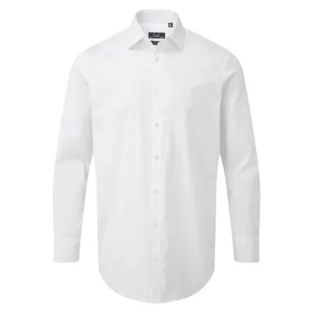 utt_pr244wh-xs Premier PR244 MEN'S STRETCH-FIT COTTON POPLIN LONG SLEEVE SHIRT XS