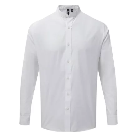utt_pr258wh-3xl Premier PR258 BANDED COLLAR 'GRANDAD' LONG SLEEVE SHIRT 3XL