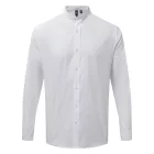 utt_pr258wh-xs Premier PR258 BANDED COLLAR 'GRANDAD' LONG SLEEVE SHIRT XS