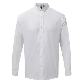   utt_pr258wh-xs Premier PR258 BANDED COLLAR 'GRANDAD' LONG SLEEVE SHIRT XS