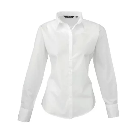 utt_pr300wh-xxs Premier PR300 WOMEN'S LONG SLEEVE POPLIN BLOUSE XXS