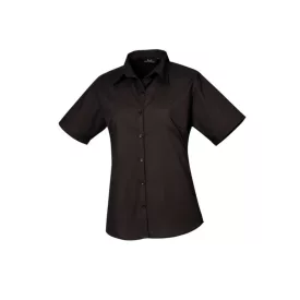   utt_pr302bl-xs Premier PR302 WOMEN'S SHORT SLEEVE POPLIN BLOUSE XS