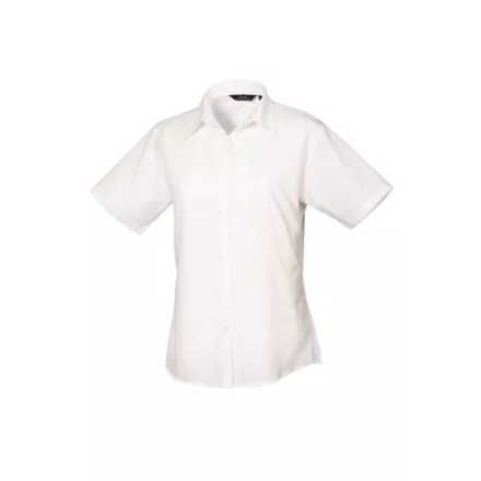 utt_pr302wh-5xl Premier PR302 WOMEN'S SHORT SLEEVE POPLIN BLOUSE 5XL