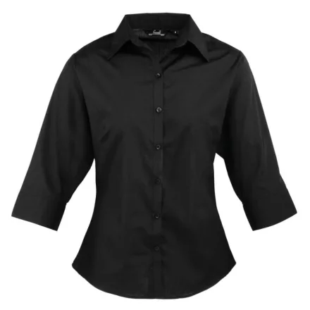 utt_pr305bl-6xl Premier PR305 WOMEN'S POPLIN 3/4 SLEEVE BLOUSE 6XL