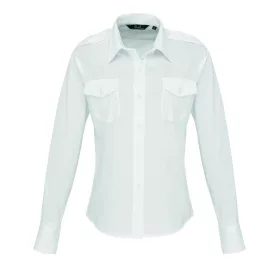   utt_pr310wh-xs Premier PR310 WOMEN'S LONG SLEEVE PILOT SHIRT XS