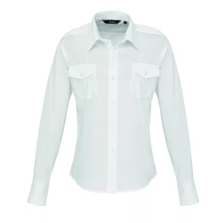 utt_pr310wh-xs Premier PR310 WOMEN'S LONG SLEEVE PILOT SHIRT XS