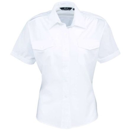 utt_pr312wh-4xl Premier PR312 WOMEN'S SHORT SLEEVE PILOT SHIRT 4XL