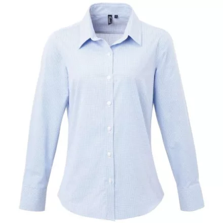 utt_pr320lb-wh-xl Premier PR320 WOMEN'S LONG SLEEVE GINGHAM MICROCHECK SHIRT XL