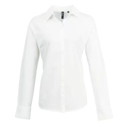 utt_pr334wh-m Premier PR334 WOMEN'S LONG SLEEVE SIGNATURE OXFORD BLOUSE M