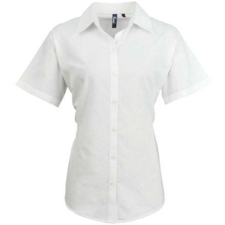 utt_pr336wh-2xl Premier PR336 WOMEN'S SHORT SLEEVE SIGNATURE OXFORD BLOUSE 2XL