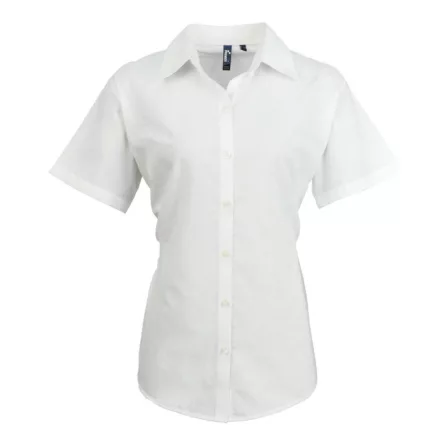 utt_pr336wh-m Premier PR336 WOMEN'S SHORT SLEEVE SIGNATURE OXFORD BLOUSE M
