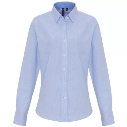 utt_pr338wh-oxb-2xl Premier PR338 WOMEN'S COTTON RICH OXFORD STRIPES SHIRT 2XL