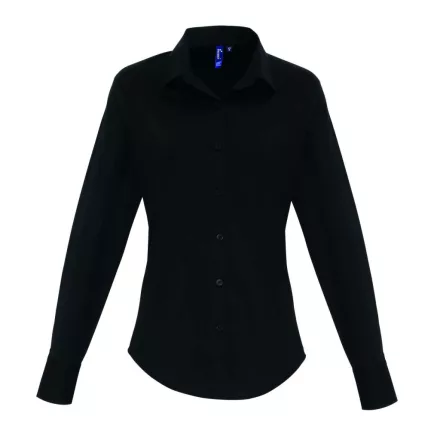 utt_pr344bl-3xl Premier PR344 WOMEN'S STRETCH-FIT COTTON POPLIN LONG SLEEVE SHIRT 3XL