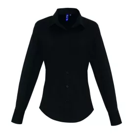   utt_pr344bl-xs Premier PR344 WOMEN'S STRETCH-FIT COTTON POPLIN LONG SLEEVE SHIRT XS