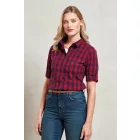 utt_pr350wh-nv-xs Premier PR350 'MULLIGAN' CHECK - WOMEN'S LONG SLEEVE COTTON SHIRT XS