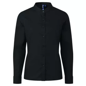   utt_pr358bl-xs Premier PR358 WOMEN’S BANDED COLLAR 'GRANDAD' SHIRT XS