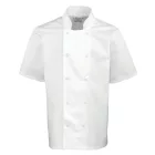 utt_pr664wh-s Premier PR664 CHEF'S SHORT SLEEVE STUD JACKET S