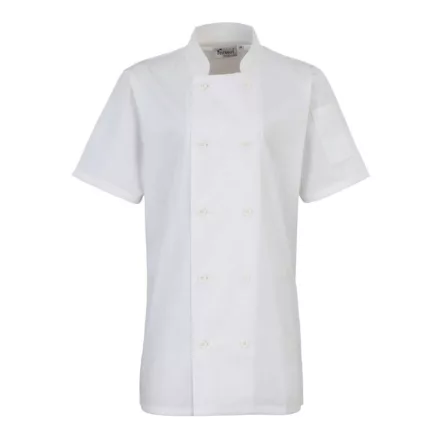 utt_pr670wh-m Premier PR670 WOMEN'S SHORT SLEEVE CHEF'S JACKET M