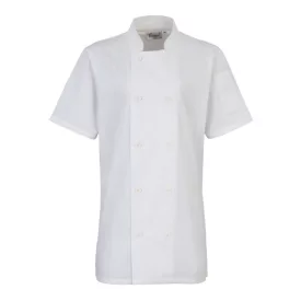   utt_pr670wh-xs Premier PR670 WOMEN'S SHORT SLEEVE CHEF'S JACKET XS