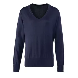   utt_pr696nv-xs Premier PR696 WOMEN'S KNITTED V-NECK SWEATER XS