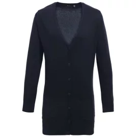   utt_pr698nv-xs Premier PR698 WOMEN'S LONG LENGTH KNITTED CARDIGAN XS