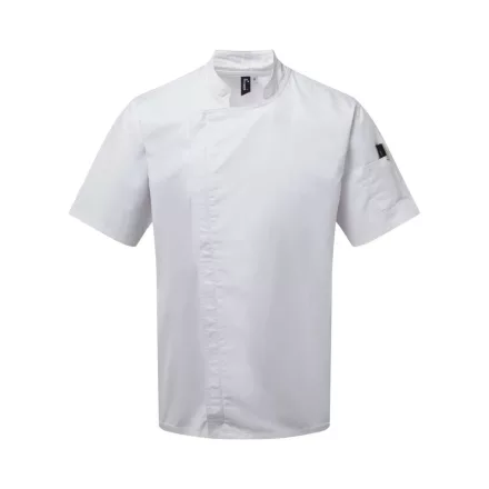 utt_pr906wh-xs Premier PR906 CHEF'S ZIP-CLOSE SHORT SLEEVE JACKET XS