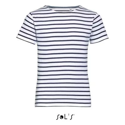 utt_so01400wh-nv-12a SOL'S SO01400 SOL'S MILES KIDS' - ROUND NECK STRIPED T-SHIRT 12A