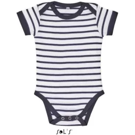   utt_so01401wh-nv-12-18m SOL'S SO01401 SOL'S MILES BABY - STRIPED BODYSUIT 12/18M