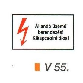 Állandó üzemű berendezés! Kikapcsolni tilos! v 55